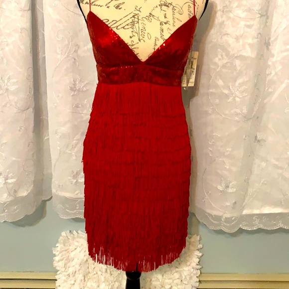 Sherri Hill Dresses & Skirts - NWOT Sherri Hill | Red Sequin and fringe mini dress | size 2